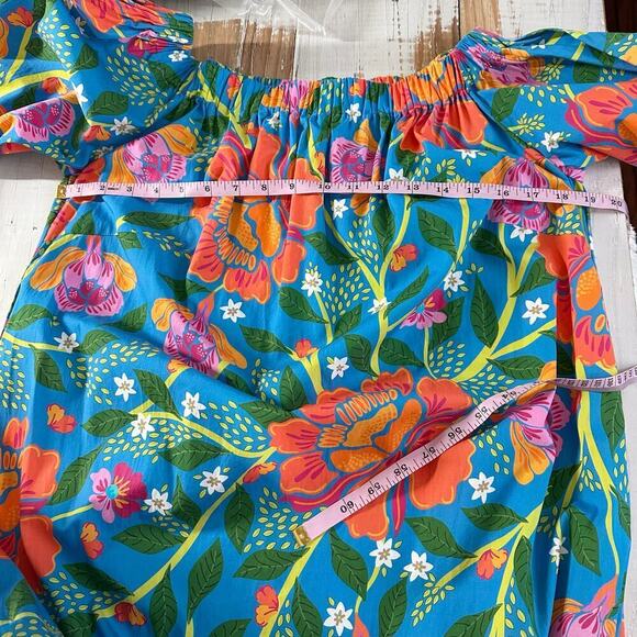 Tucker NYC Off The Shoulder Ruffle Hem Midi Floral Print Dress Size Small - Picture 5 of 6